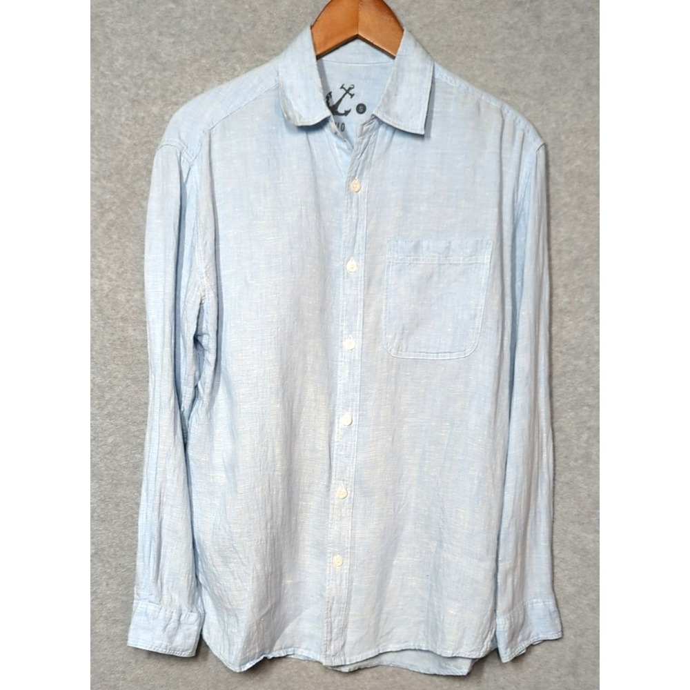 HIHO Linen Shirt Men S Blue Long Sleeve Lightweight Button Up Classic Nautical